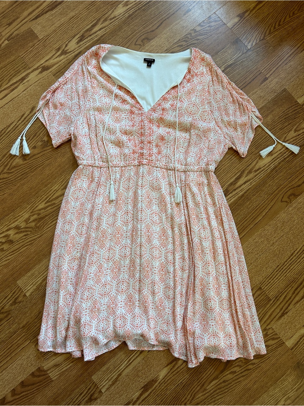 Torrid Coral Printed Women's tassel boho Dress